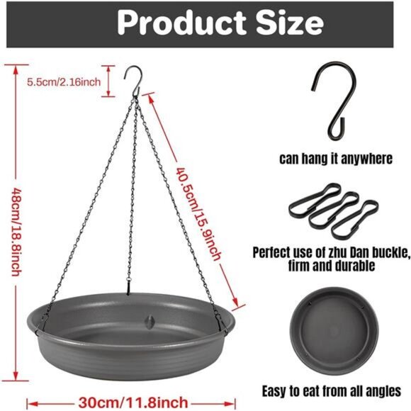 Hanging Bird Bath Hanging Bird-Feeder - CARGEN Garden BirdBath Tray Wildlife - Picture 3 of 7